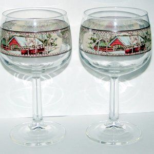 2 Johnson Brothers Made in England Friendly Village Tall Stemmed Wine Gl…